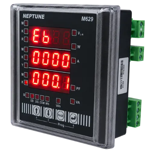 M629 3 Phase Prepaid Electricity Meter by Neptune for smart prepaid metering, energy monitoring, prepaid billing and three-phase power management in commercial and industrial applications.